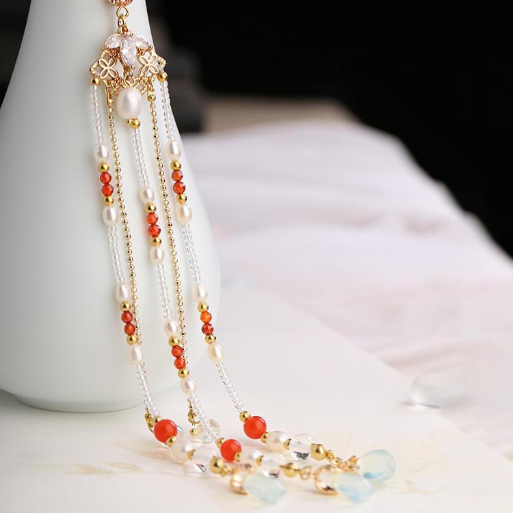Hanfu Ancient Style Handmade Hair Crown Fringed Gradient All-match Hair Accessories