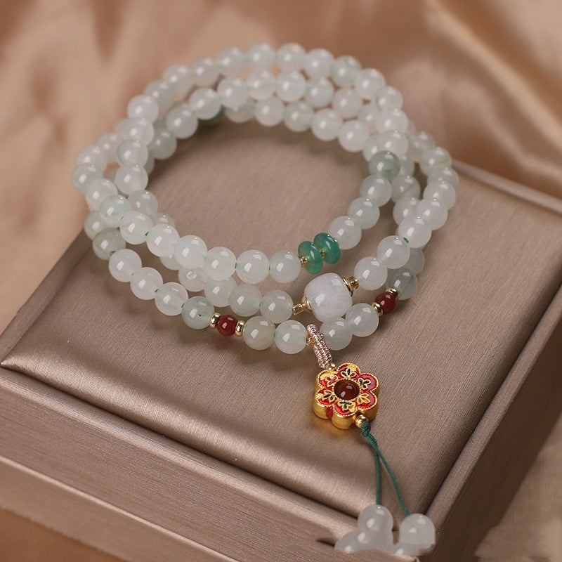 Chinese Style Retro Multi-circle Hetian Jade Beaded Bracelet