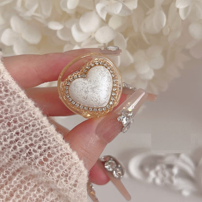 High-grade Girly Style Light Luxury Delicate Bead-set Diamond Love Pearl Cute Trumpet Loose Clip Head Clip Grip