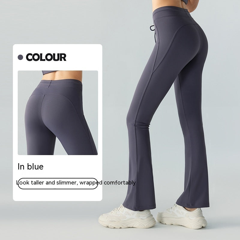 Waist Slimming And Hip Lifting Casual Yoga Pants Bilateral Pocket Yoga Bell-bottom Pants