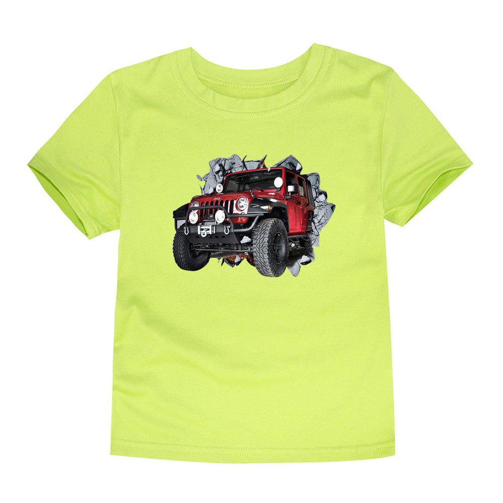 Children's Short-sleeved Cotton Heat Transfer T-shirt For Boys And Girls