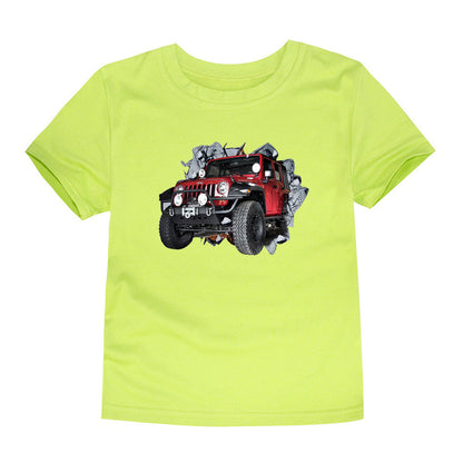 Children's Short-sleeved Cotton Heat Transfer T-shirt For Boys And Girls
