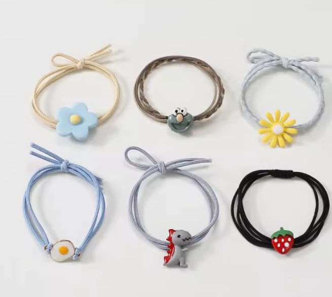 Korean Style Cute Soft Rubber Cartoon Hair Band Little Girl Hair Elastic Band Hair Rope Small Jewelry Hair Accessories Hair Ring Wholesale