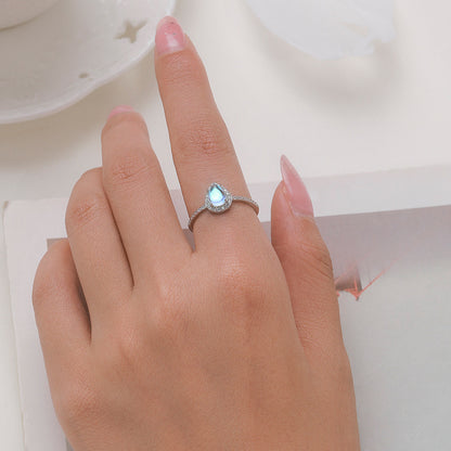 Sterling Silver Inlaid Moonstone Ring Female Niche Design