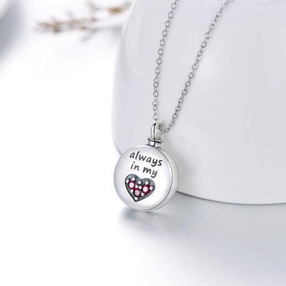 Heart Urn Engraved Cremation Necklace for Ashes in Sterling Silver