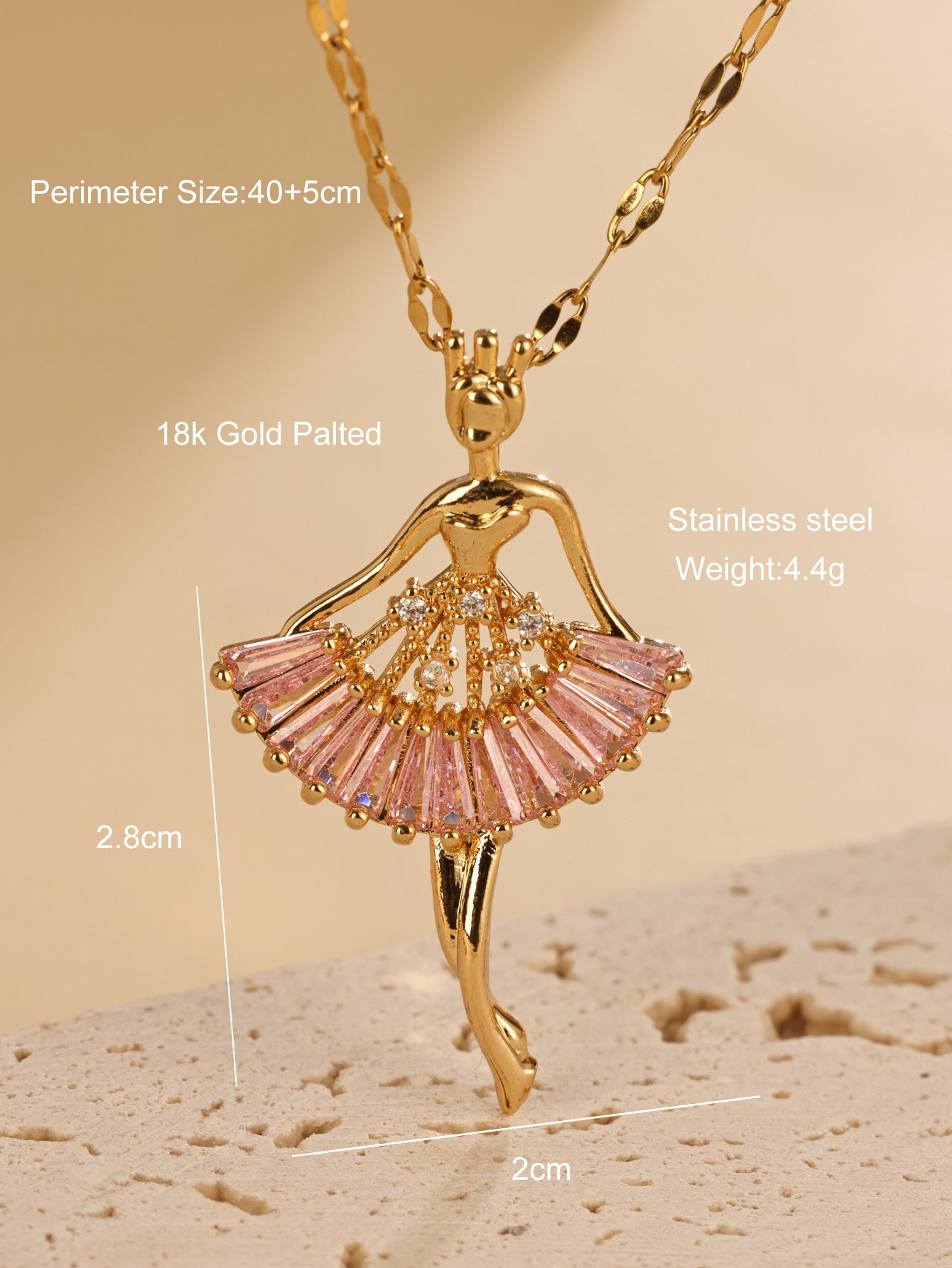 Fashionable And Minimalist Ballet Girl Necklace, Stainless Steel Golden Angel Collarbone Chain, Birthday Gift Jewelry