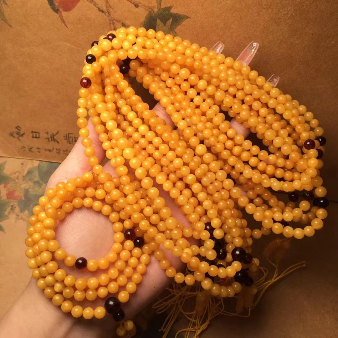 Natural Beeswax 108 Buddha Beaded Necklace Accessories