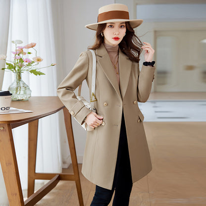 Autumn And Winter New Fashion Mid-length Suit Trench Coat