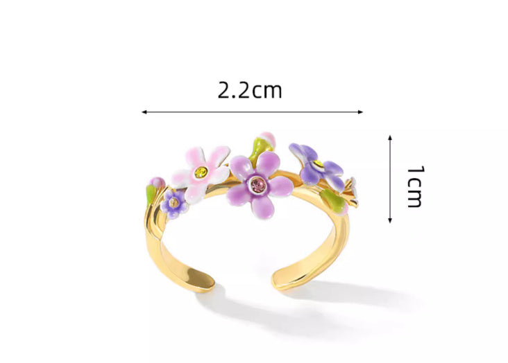 Women's Adjustable Myosotis Sylvatica Small Flower Ring