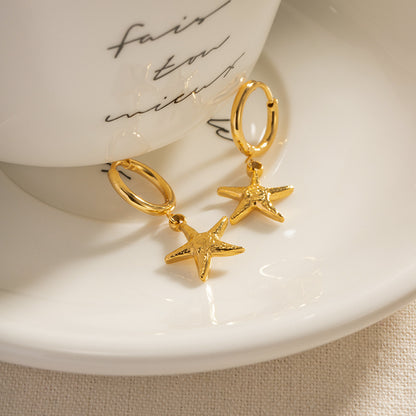 18K Gold Stainless Steel Starfish Pendant For Women All-match