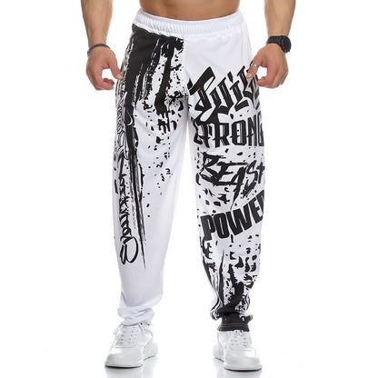 Men's Sports Workout Casual Loose Quick Dry Printed Trousers