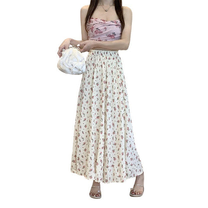 Summer Women's Floral Pleated Skirt