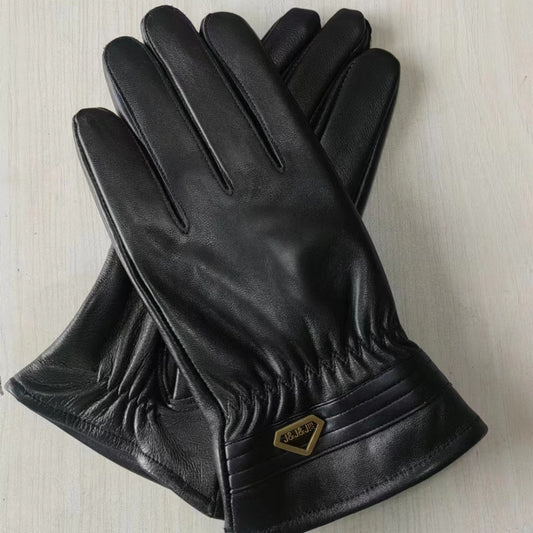 Genuine Leather Gloves Men's Winter Velvet Cold Protection Warm Sheepskin Gloves Cycling And Driving Touch Screen