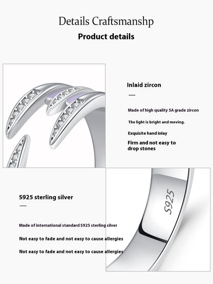 S925 Silver High-grade Enamel Open Ring Personalized Ins Style Stackable