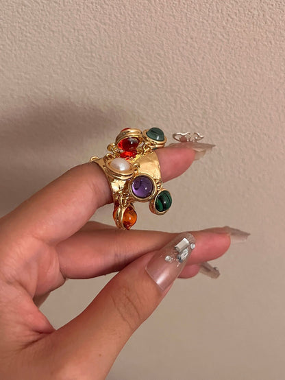 Fashion Vintage Natural Gemstone Peacock Ring