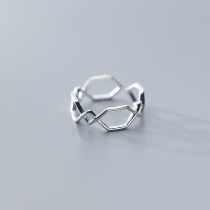 Hollow Double Line Cross Adjustable Ring