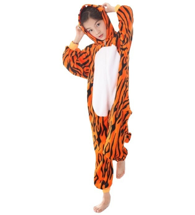 Children's Cartoon Animal One-piece Pajamas Flannel