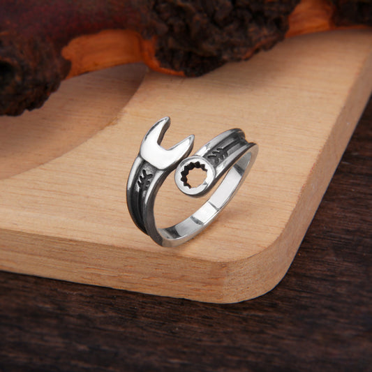 Men's Retro Hipster S925 Sterling Silver Wrench Ring