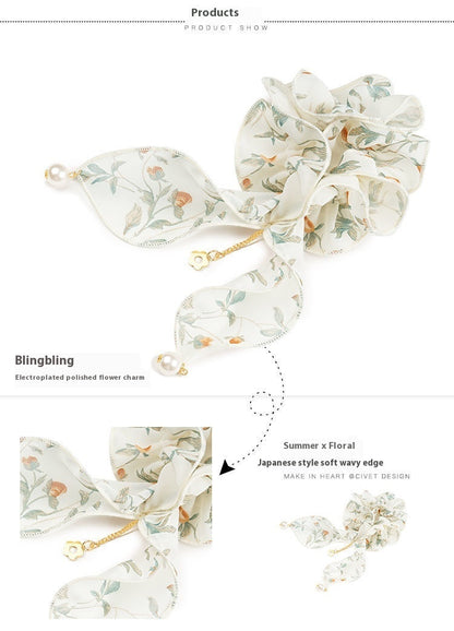 Original Retro Large Intestine Hair Band Summer Ribbon Headdress Flower Cute Hair String