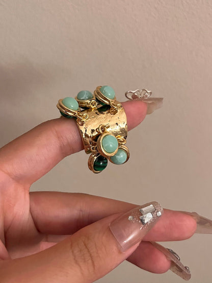 Fashion Vintage Natural Gemstone Peacock Ring