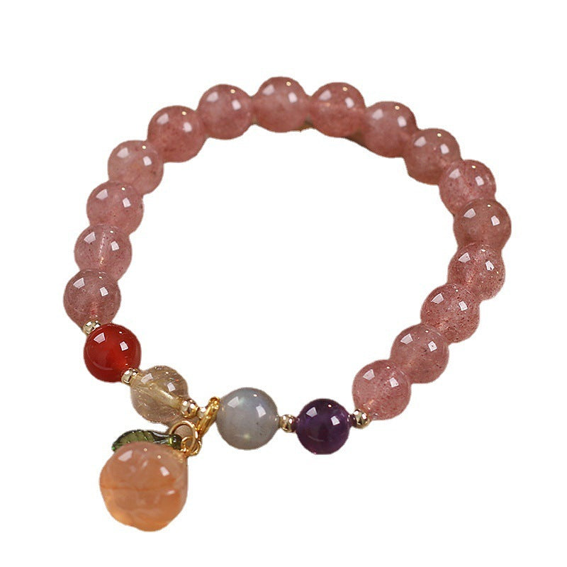 I Special-interest Design Lucky Attracting Male Natural Strawberry Quartz Beaded Bracelet