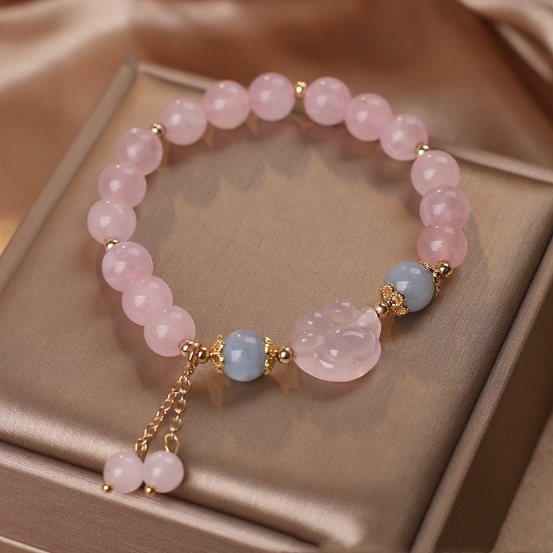 Special-interest Design Sweet Pink Crystal Cat's Paw Bracelet