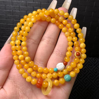 Natural Beeswax Old Honey Flower Wax Multi-Circle Bracelet