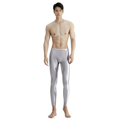 Men's Quick Dry Oil Gloss Spandex Breathable Stretch Fitness Nine Pants