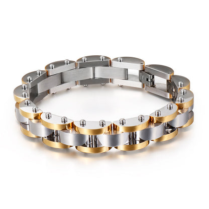 Stainless Steel Room Gold Personality Diamond Texture Men's Titanium Steel Bracelet