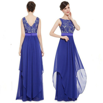 Lace spliced chiffon dress