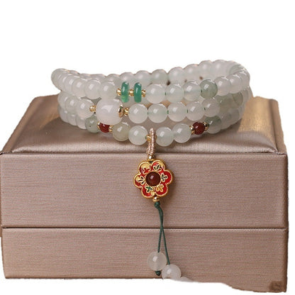 Chinese Style Retro Multi-circle Hetian Jade Beaded Bracelet