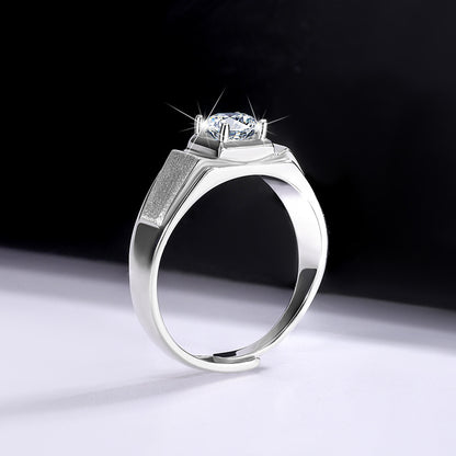 Moissanite Diamond Ring Men's Sterling Silver 1 Karat Domineering Personalized Men