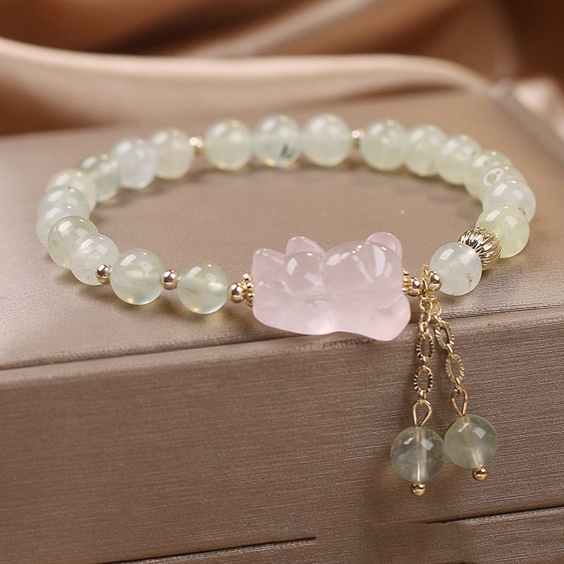 Natural Prehnite Beaded Bracelet Sweet And Cute