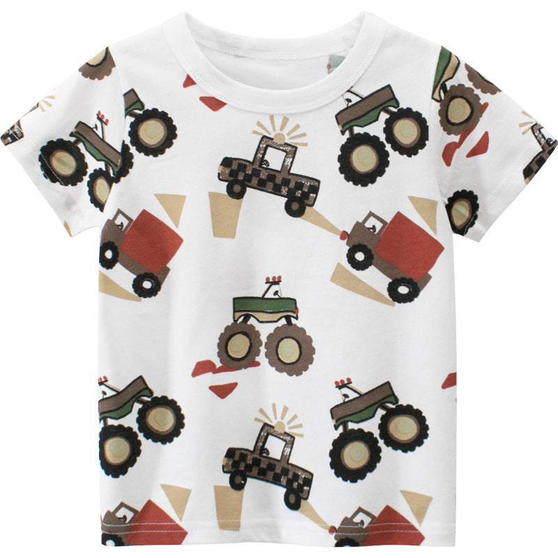 Children's car short sleeve T-shirt
