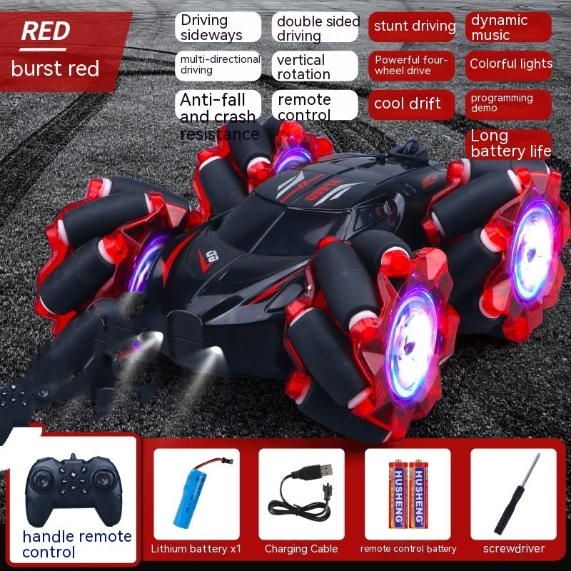 24G High-speed Wireless Remote Control Car Light Music Four-wheel Drive Double-sided Driving Flip Rotating Drift Car Stunt Car