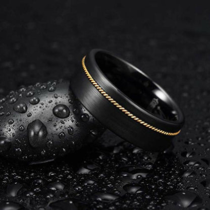 8mm Tungsten Steel Flat Electric Black Ring