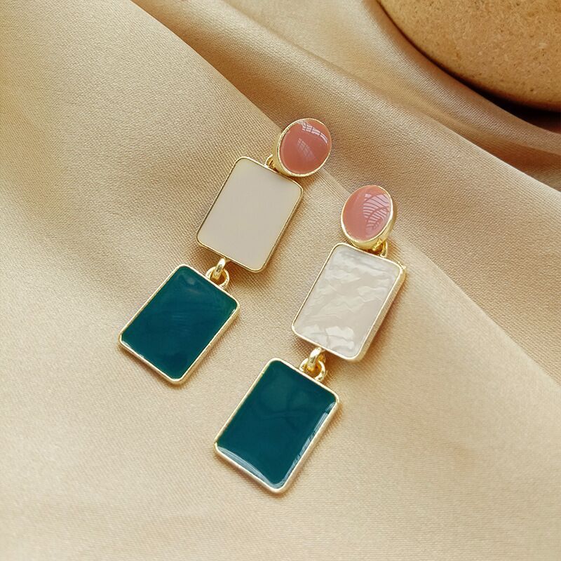 Women's Simple Retro Oil Painting Morandi Earrings