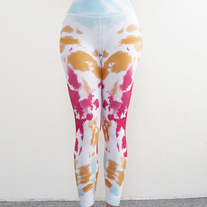 Tie Dye Yoga Pants Women's High Waist Hip Lift Fitness Running Outerwear