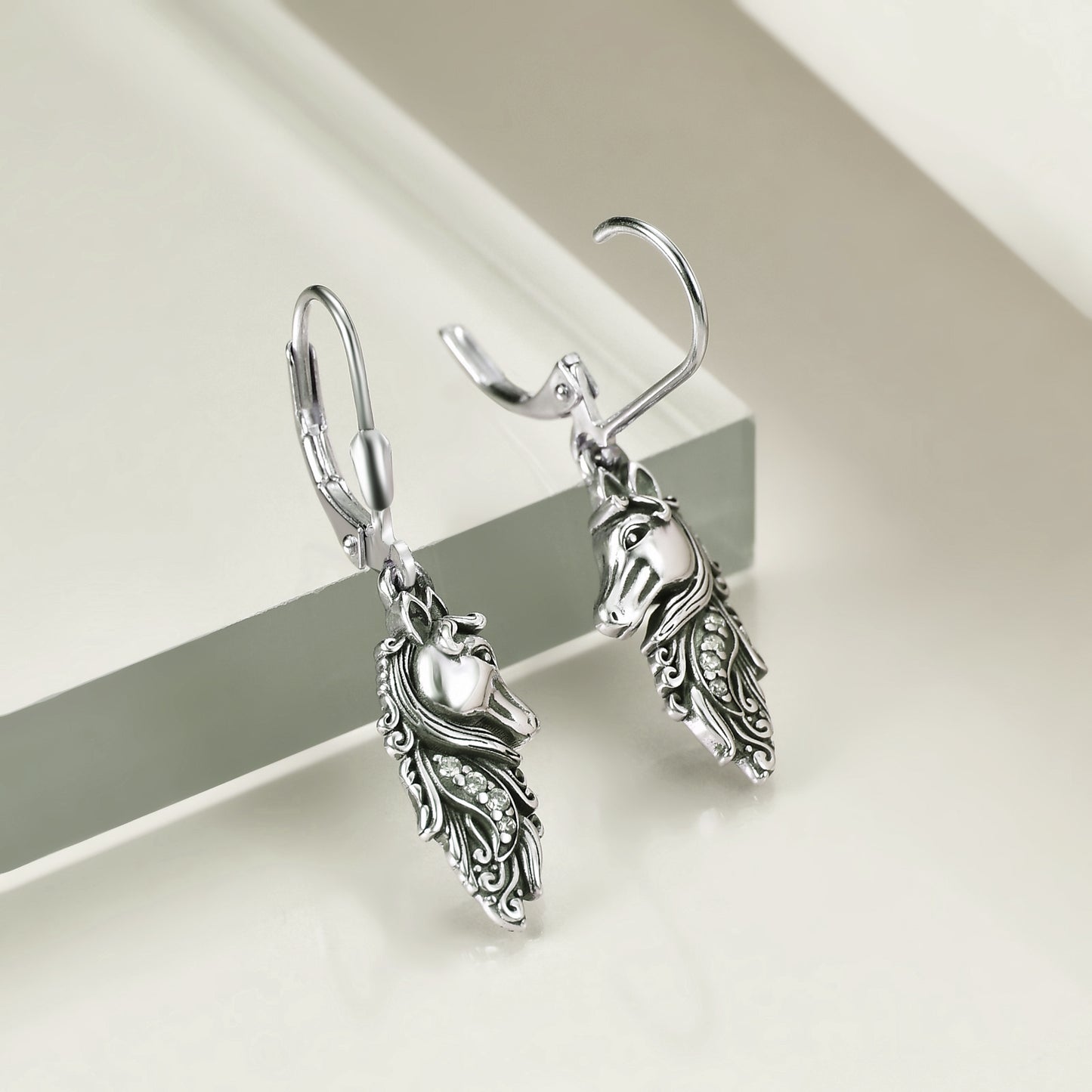 Sterling Silver Horse Dangle Drop Leverback Earrings Jewelry Gifts