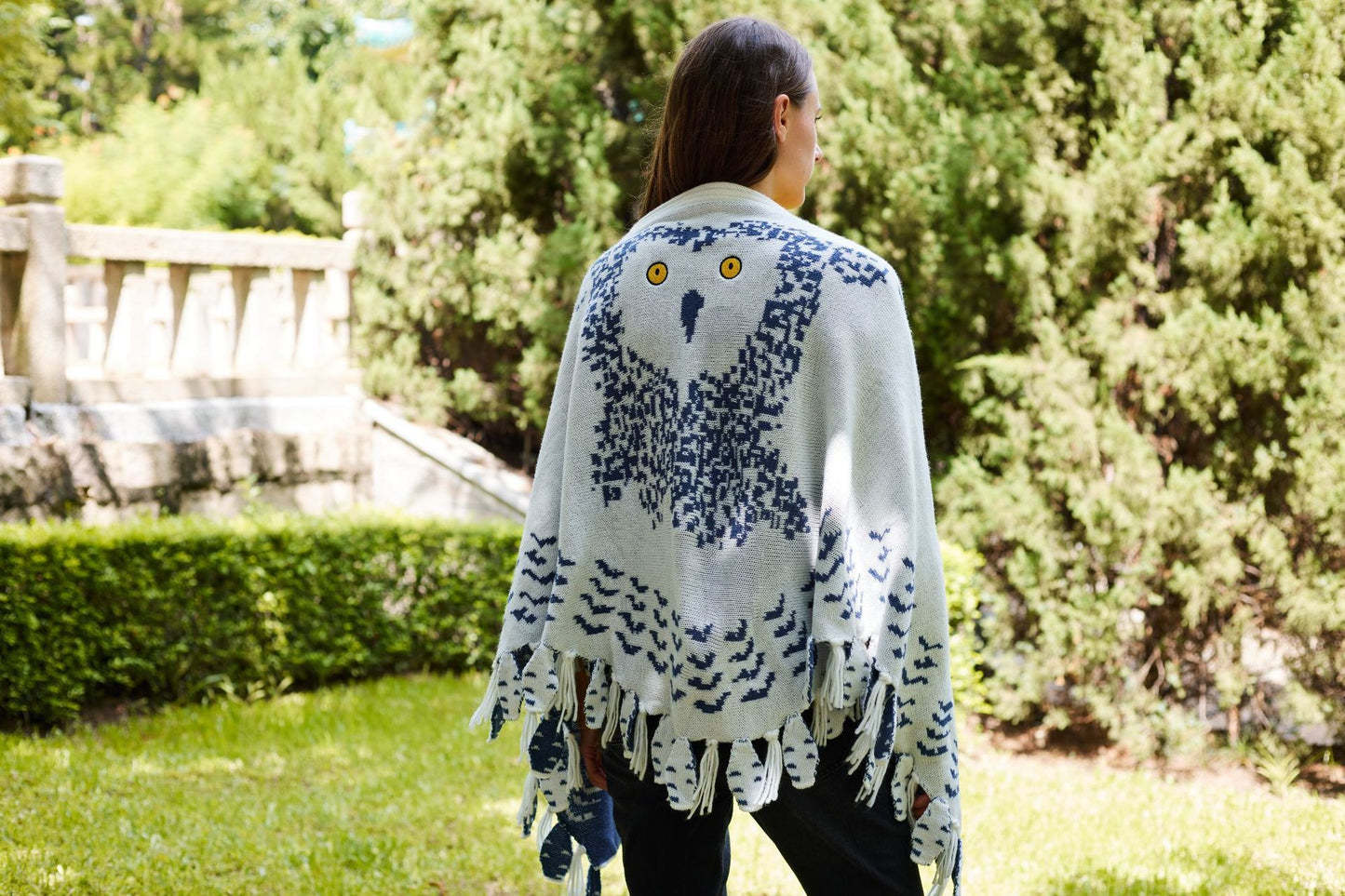 Women's Knitted Wool Owl Shawl