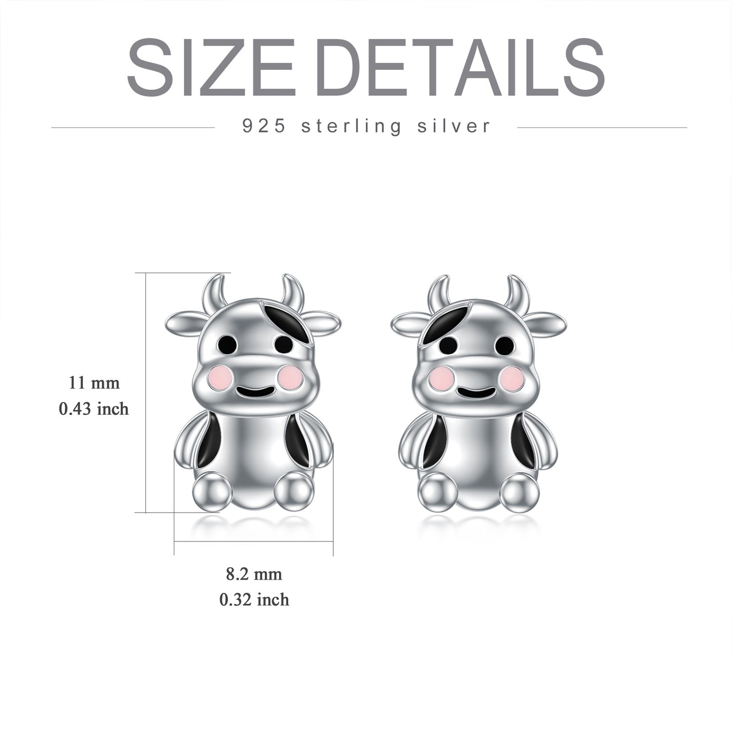 Cow Earrings Sterling Silver Cow Jewelry Animal Stud Earrings Cow Gifts for Women Teens Birthday