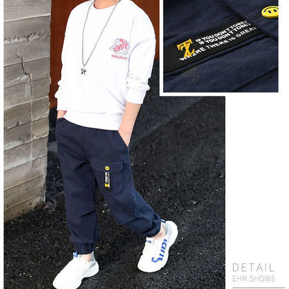 Boys' Casual Pants Spring And Autumn Decoration Body