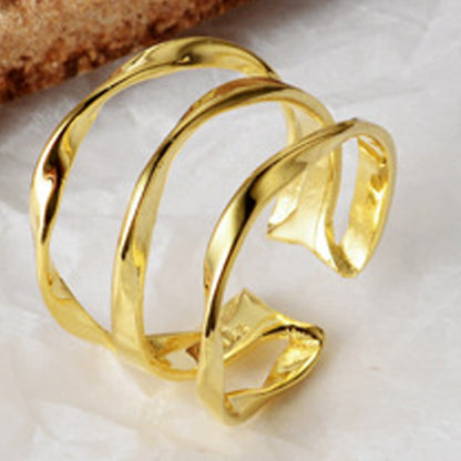 Sterling Silver Three-layer Twisted Ring