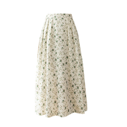 Women's Printed Dots High Waist Pleated Skirt Polka Dot Skirt