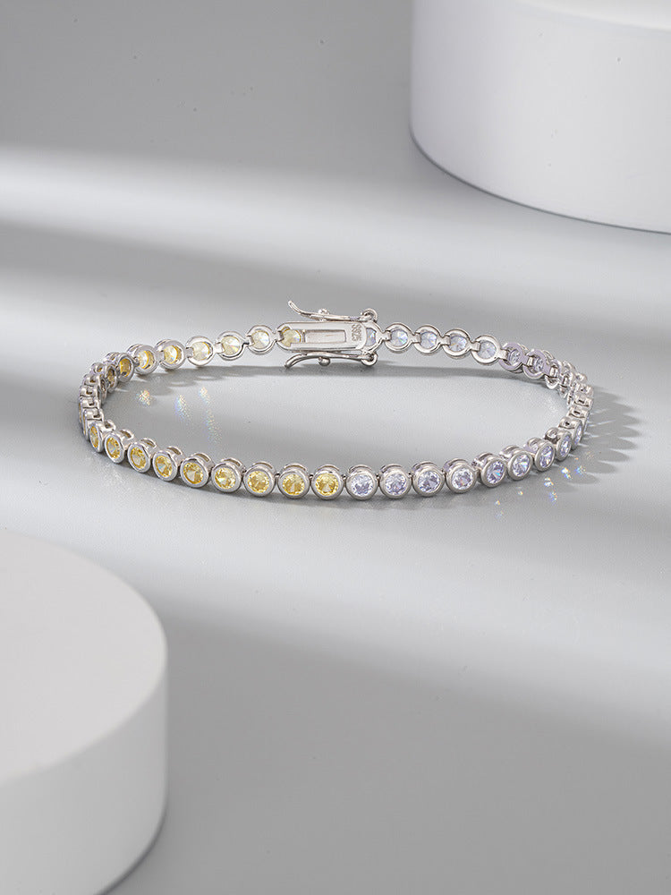 S925 Sterling Silver Two-tone Zircon Fashion All-match Bracelet