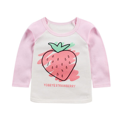 Children's Cotton Base Shirt Round Neck Raglan Sleeves Top