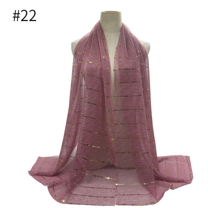 Spring And Summer Women's Bag Scarf Thin Breathable Solid Color Crumpled Panel Pressing Polyester Scarf