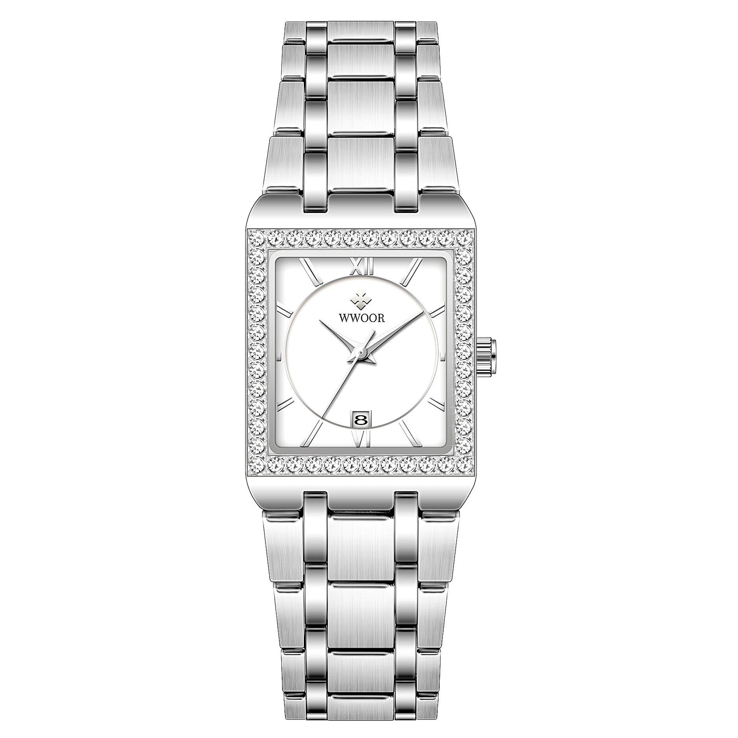 Grip Love Belt Diamond Waterproof Square Steel Band Quartz Women's Watch