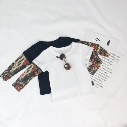 Boy's Floral Arm Tattoo Long-sleeved T-shirt Top