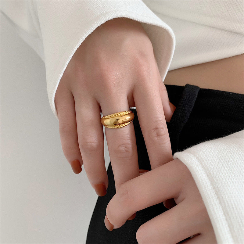 Women's Twist Arc Ring Retro European And American Fashion Cool Design